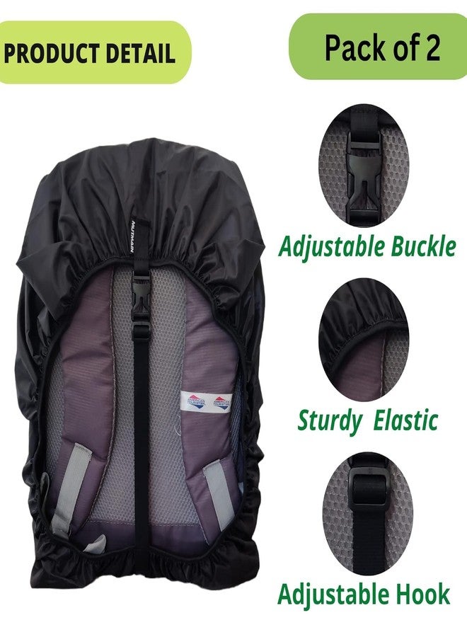 Packcy 2 Pcs Rain Proof Backpack Waterproof Cover with Storage Pouch | Adjustable Elastic Anti-Slip Protector for Laptop, School & Trekking Bags Fits 15L-90L - Image 3